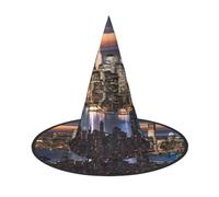 AUGUSTRUSH Adjustable Witch Hat For Women & Men, Hong Kong Halloween Hat, Foldable Halloween Party Accessory, Pointed Wizard Cap For Cosplay, Carnival, Masquerade, 1 Pc