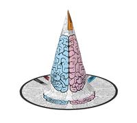 AUGUSTRUSH Adjustable Witch Hat For Women & Men, Human Brain Halloween Hat, Foldable Halloween Party Accessory, Pointed Wizard Cap For Cosplay, Carnival, Masquerade, 1 Pc