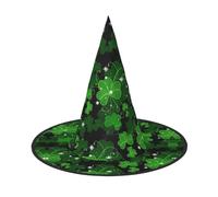 AUGUSTRUSH Adjustable Witch Hat For Women & Men, St Patricks Day Leaves Halloween Hat, Foldable Halloween Party Accessory, Pointed Wizard Cap For Cosplay, Carnival, Masquerade, 1 Pc