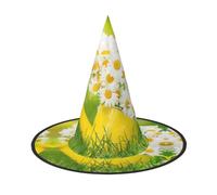 AUGUSTRUSH Adjustable Witch Hat For Women & Men, Summer Floral Daisies Flower Halloween Hat, Foldable Halloween Party Accessory, Pointed Wizard Cap For Cosplay, Carnival, Masquerade, 1 Pc