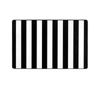 AUGUSTRUSH Anti-Skid Floor Mat for Living Room, Black & White Stripe area rugs 60x39 Inch/150x100 cm Soft Absorbent Flannel Non-Slip Rug for Bedroom Bedside Office, Machine Washable