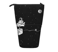 AUGUSTRUSH Astronaut Galaxy Stand Up Pencil Case for Girls & Boys, Cute Telescopic Pencil Holder Case for Teens & Adults, Large Storage Pencil Pen Case Organizer for School Office College