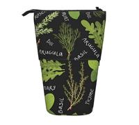 AUGUSTRUSH Basil Thyme Dill & Rosemary Stand Up Pencil Case for Girls & Boys, Cute Telescopic Pencil Holder Case for Teens & Adults, Large Storage Pencil Pen Case Organizer for School Office College