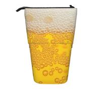 AUGUSTRUSH Beer Foam Stand Up Pencil Case for Girls & Boys, Cute Telescopic Pencil Holder Case for Teens & Adults, Large Storage Pencil Pen Case Organizer for School Office College