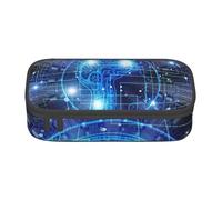 AUGUSTRUSH Big Capacity Pencil Case for Teen Girls Boys, Artificial Intelligence Brain Large Pen Box Bag 3 Compartments Canvas Pencil Pouch for School Students Stationery Accessory with Zipper