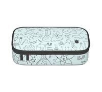 AUGUSTRUSH Big Capacity Pencil Case for Teen Girls Boys, Chemistry Print Large Pen Box Bag 3 Compartments Canvas Pencil Pouch for School Students Stationery Accessory with Zipper