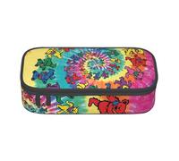 AUGUSTRUSH Big Capacity Pencil Case for Teen Girls Boys, Dancing Thanksgiving Bear Large Pen Box Bag 3 Compartments Canvas Pencil Pouch for School Students Stationery Accessory with Zipper