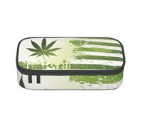 AUGUSTRUSH Big Capacity Pencil Case for Teen Girls Boys, Grass Pot Leaf Large Pen Box Bag 3 Compartments Canvas Pencil Pouch for School Students Stationery Accessory with Zipper