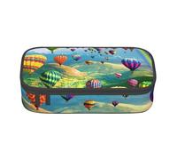 AUGUSTRUSH Big Capacity Pencil Case for Teen Girls Boys, Hot Air Balloons Large Pen Box Bag 3 Compartments Canvas Pencil Pouch for School Students Stationery Accessory with Zipper