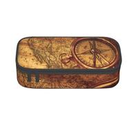 AUGUSTRUSH Big Capacity Pencil Case for Teen Girls Boys, Law of The Compass Navigation Large Pen Box Bag 3 Compartments Canvas Pencil Pouch for School Students Stationery Accessory with Zipper