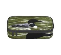 AUGUSTRUSH Big Capacity Pencil Case for Teen Girls Boys, Loon Nature Birds Large Pen Box Bag 3 Compartments Canvas Pencil Pouch for School Students Stationery Accessory with Zipper