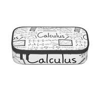 AUGUSTRUSH Big Capacity Pencil Case for Teen Girls Boys, Math Geometry Geek Calculus Large Pen Box Bag 3 Compartments Canvas Pencil Pouch for School Students Stationery Accessory with Zipper