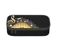 AUGUSTRUSH Big Capacity Pencil Case for Teen Girls Boys, Novel Music Note Large Pen Box Bag 3 Compartments Canvas Pencil Pouch for School Students Stationery Accessory with Zipper