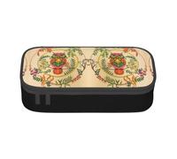 AUGUSTRUSH Big Capacity Pencil Case for Teen Girls Boys, Owl Beliefs Large Pen Box Bag 3 Compartments Canvas Pencil Pouch for School Students Stationery Accessory with Zipper