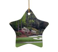 AUGUSTRUSH Ceramic Christmas Ornaments, Golf Course,Double-Sided Tree Hanging Decor For Xmas Fireplace Party, Festive Holiday Decorative Keepsake Gift Set, Round & Heart Shape