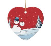 AUGUSTRUSH Ceramic Christmas Ornaments, Merry Christmas Day,Double-Sided Tree Hanging Decor For Xmas Fireplace Party, Festive Holiday Decorative Keepsake Gift Set, Round & Heart Shape