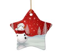 AUGUSTRUSH Ceramic Christmas Ornaments, Merry Christmas Day,Double-Sided Tree Hanging Decor For Xmas Fireplace Party, Festive Holiday Decorative Keepsake Gift Set, Round & Heart Shape