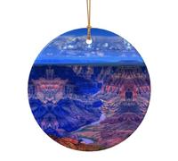 AUGUSTRUSH Ceramic Christmas Ornaments Set, Beauty Grand Canyon, Double-Sided Printed Round Holiday Hanging Decor For Tree Fireplace Wall Party Festival Decoration, Christmas Bauble Gift Tag
