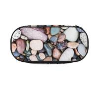 AUGUSTRUSH Cute Pencil Case for Girls & Women, Beach Colored Pebbles Pencil Box with Zipper, Oxford Cloth Large Capacity Pencil Bag, Pencil Pouch with Pen Slots, 22x11x4.5cm - Ideal School Supplies