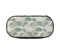 AUGUSTRUSH Cute Pencil Case for Girls & Women, Black Lily Pads Pencil Box with Zipper, Oxford Cloth Large Capacity Pencil Bag, Pencil Pouch with Pen Slots, 22x11x4.5cm - Ideal School Supplies