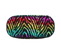 AUGUSTRUSH Cute Pencil Case for Girls & Women, Colorful Rainbow Zebra Pencil Box with Zipper, Oxford Cloth Large Capacity Pencil Bag, Pencil Pouch with Pen Slots, 22x11x4.5cm - Ideal School Supplies