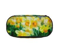 AUGUSTRUSH Cute Pencil Case for Girls & Women, Daffodil Flower Pencil Box with Zipper, Oxford Cloth Large Capacity Pencil Bag, Pencil Pouch with Pen Slots, 22x11x4.5cm - Ideal School Supplies