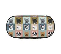 AUGUSTRUSH Cute Pencil Case for Girls & Women, French Bulldog Pencil Box with Zipper, Oxford Cloth Large Capacity Pencil Bag, Pencil Pouch with Pen Slots, 22x11x4.5cm - Ideal School Supplies