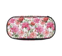 AUGUSTRUSH Cute Pencil Case for Girls & Women, Garden Peony Pencil Box with Zipper, Oxford Cloth Large Capacity Pencil Bag, Pencil Pouch with Pen Slots, 22x11x4.5cm - Ideal School Supplies