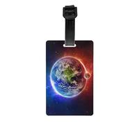 AUGUSTRUSH Durable PVC Luggage Tags for Suitcases, Travel Id Tag Holder for Suitcases Backpacks Golf Bags, Space Planet Earth, Bag Identifier Tag for Airport Travel Essentials, with Removable Strap