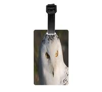 AUGUSTRUSH Durable PVC Luggage Tags for Suitcases, Travel Id Tag Holder for Suitcases Backpacks Golf Bags, Snowy Owl Eyes, Bag Identifier Tag for Airport Travel Essentials, with Removable Strap
