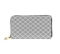 AUGUSTRUSH Faux Leather Zip Long Wallet for Women, Quatrefoil Grey, Large Capacity Organizer with 12 Card Slots & Coin Purse, Fashion Clutch for Daily Use & Gifts