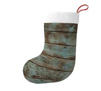 AUGUSTRUSH Festive Knit Christmas Stockings For Fireplace, 18" Giant Fuzzy Xmas Socks With Hanging Straps, Rustic Old Barn Wood, Holiday Decor Sacks For Gifts, Office & Tree Decorations, 45cm
