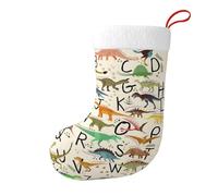AUGUSTRUSH Festive Knit Christmas Stockings For Fireplace, 18" Giant Fuzzy Xmas Socks With Hanging Straps, Stylish Alphabets Dinosaurs, Holiday Decor Sacks For Gifts, Office & Tree Decorations, 45cm