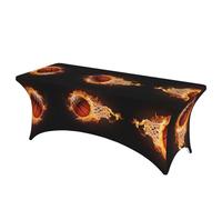 AUGUSTRUSH Fit Stretch Table Cover - 6FT Rectangular Spandex Tablecloth, Basketball Tablecloths, Wrinkle-Resistant & Fitted Table Protector for Parties, Weddings, Banquets (183x76cm)