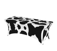 AUGUSTRUSH Fit Stretch Table Cover - 6FT Rectangular Spandex Tablecloth, Cow spot Tablecloths, Wrinkle-Resistant & Fitted Table Protector for Parties, Weddings, Banquets (183x76cm)
