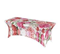 AUGUSTRUSH Fit Stretch Table Cover - 6FT Rectangular Spandex Tablecloth, Garden Peony Tablecloths, Wrinkle-Resistant & Fitted Table Protector for Parties, Weddings, Banquets (183x76cm)