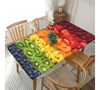 AUGUSTRUSH Fruit Rainbow Rectangle Tablecloth, Fitted Tablecloth For 5 Ft Tables Waterproof Elastic Edge Table Cover For Folding Banquet Tables Wipeable Table Cloth For Picnic Parties (152x76 cm)