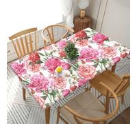 AUGUSTRUSH Garden Peony Rectangle Tablecloth, Fitted Tablecloth For 5 Ft Tables Waterproof Elastic Edge Table Cover For Folding Banquet Tables Wipeable Table Cloth For Picnic Parties (152x76 cm)