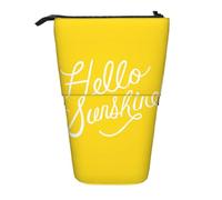 AUGUSTRUSH Goodlooking Hello Sunshine Stand Up Pencil Case for Girls & Boys, Cute Telescopic Pencil Holder Case for Teens & Adults, Large Storage Pencil Pen Case Organizer for School Office College
