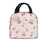 AUGUSTRUSH Insulated Lunch Bag for Women Lovely Sweet Red Cherry Lunch Tote Bag Large Leakproof Portable Lunch Box Cooler Bag for Office Work School Travel Reusable Freezable Lunch Bag for Kids Adult