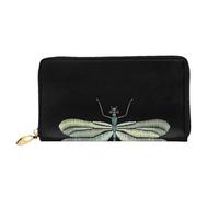 AUGUSTRUSH Leather Clutch Wallet for Women, Dragonfly Black, RFID Blocking Long Zip Around Wallet with Coin Purse, Large Capacity Travel Organizer for Cash, Cards, Phone, Checkbook, Gift for Her