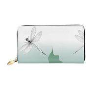 AUGUSTRUSH Leather Clutch Wallet for Women, Dragonfly Water Lily, RFID Blocking Long Zip Around Wallet with Coin Purse, Large Capacity Travel Organizer for Cash, Cards, Phone, Checkbook, Gift for Her