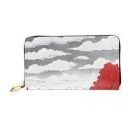 AUGUSTRUSH Leather Clutch Wallet for Women, Red London Street, RFID Blocking Long Zip Around Wallet with Coin Purse, Large Capacity Travel Organizer for Cash, Cards, Phone, Checkbook, Gift for Her
