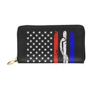 AUGUSTRUSH Leather Clutch Wallet for Women, Red Stripe USA Flag, RFID Blocking Long Zip Around Wallet with Coin Purse, Large Capacity Travel Organizer for Cash, Cards, Phone, Checkbook, Gift for Her