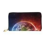 AUGUSTRUSH Leather Clutch Wallet for Women, Space Planet Earth, RFID Blocking Long Zip Around Wallet with Coin Purse, Large Capacity Travel Organizer for Cash, Cards, Phone, Checkbook, Gift for Her