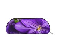 AUGUSTRUSH Leather Pencil Bag for School Office Travel, Pencil Case Pen Bag Organizer, Blooming Purple Flowers, Large Capacity Durable Zippered Pouch for Students Professionals Daily Use