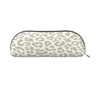 AUGUSTRUSH Leather Pencil Bag for School Office Travel, Pencil Case Pen Bag Organizer, Brown Leopard, Large Capacity Durable Zippered Pouch for Students Professionals Daily Use