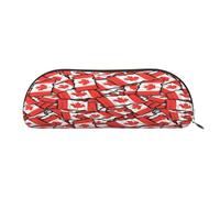 AUGUSTRUSH Leather Pencil Bag for School Office Travel, Pencil Case Pen Bag Organizer, Canadian Flag, Large Capacity Durable Zippered Pouch for Students Professionals Daily Use