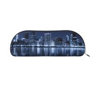 AUGUSTRUSH Leather Pencil Bag for School Office Travel, Pencil Case Pen Bag Organizer, Chicago Reflected, Large Capacity Durable Zippered Pouch for Students Professionals Daily Use