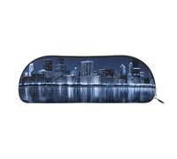 AUGUSTRUSH Leather Pencil Bag for School Office Travel, Pencil Case Pen Bag Organizer, Chicago Reflected, Large Capacity Durable Zippered Pouch for Students Professionals Daily Use